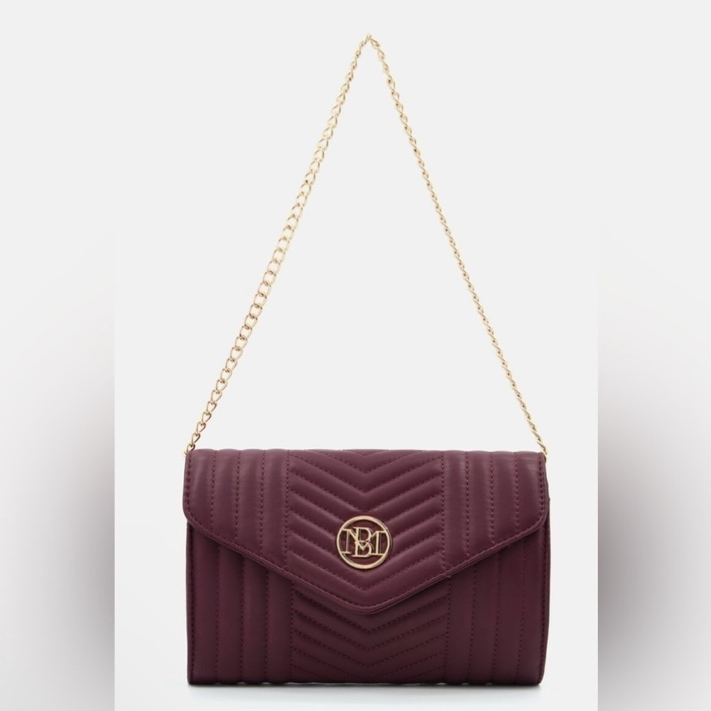 NWT Badgley Mischka quilting center crossbody wine